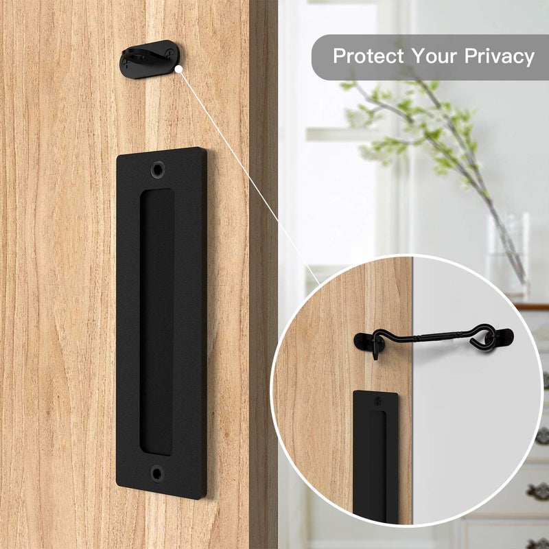 Orgerphy 12 Inch Black Barn Door Handle with Door Latch Set| Black 12 inch Round Heavy Duty Solid Steel Gate Pull Handle | for Barn Door Gates Garages Sheds - Image 5